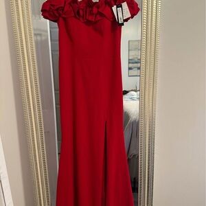Xscape Strapless Red Gown